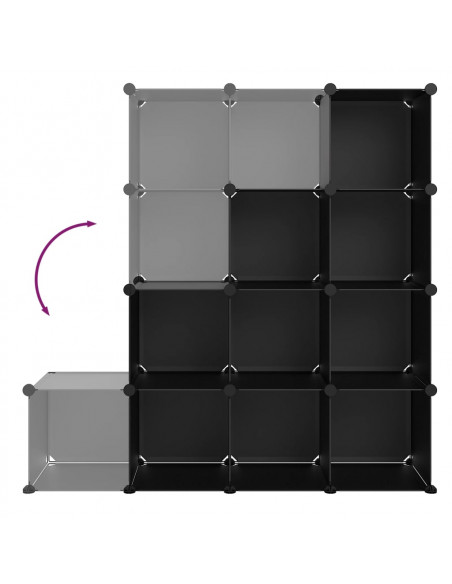 Organizzatore Portaoggetti con 12 Cubi Nero in PP