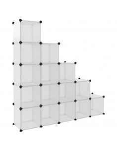 Organizzatore Portaoggetti con 15 Cubi e Ante Trasparenti in PP
