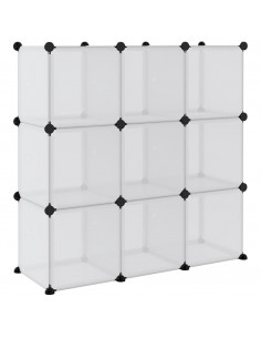 Organizzatore Portaoggetti con 9 Cubi e Ante Trasparenti in PP