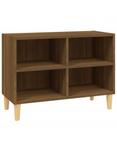 Mobile TV Gambe in Legno Massello Rovere Marrone 69,5x30x50 cm 2