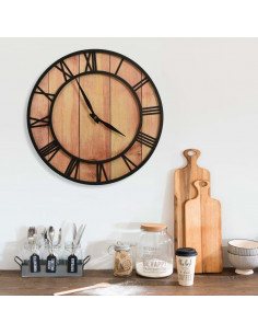 Orologio da Parete 39 cm Marrone e Nero in MDF e Ferro