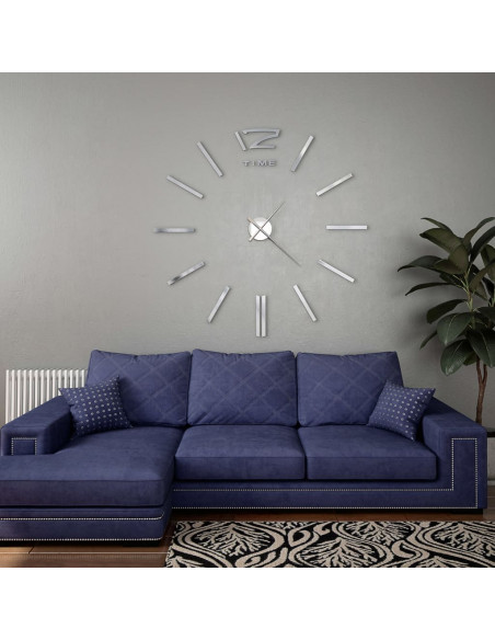 Orologio da Parete 3D in Stile Moderno 100cm XXL Argento