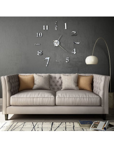 Orologio da Parete 3D in Stile Moderno 100cm XXL Argento