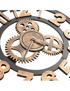 Orologio da Parete in Metallo 58 cm Dorato e Nero