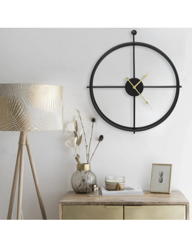 Orologio da Parete Nero 52 cm in Ferro