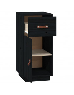 Credenza Nera 34x40x75 cm in Legno Massello di Pino 2