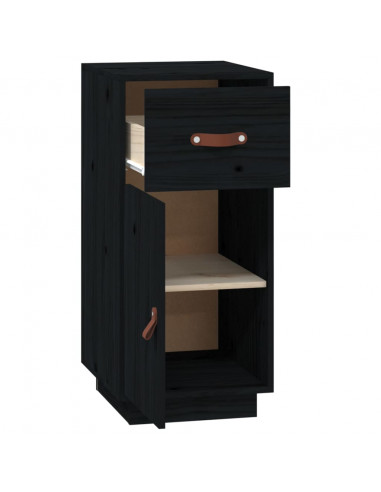 Credenza Nera 34x40x75 cm in Legno Massello di Pino