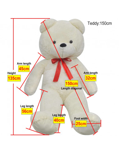 Orsacchiotto di Peluche XXL Bianco 135 cm
