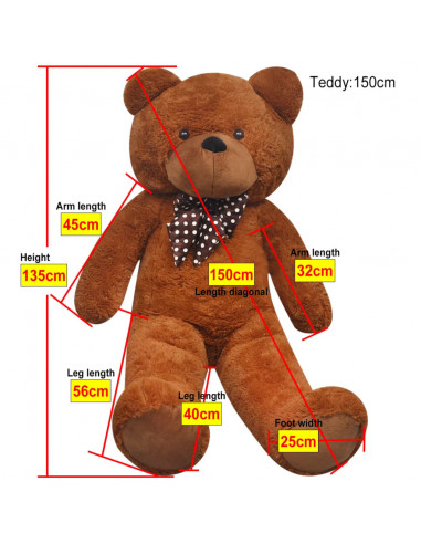 Orsacchiotto di Peluche XXL Marrone 135 cm