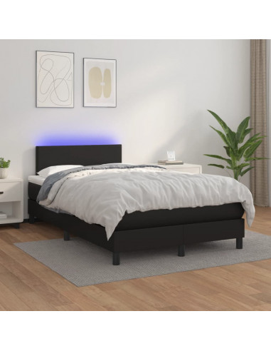 Letto a Molle con Materasso e LED Nero 120x190 cm in Similpelle