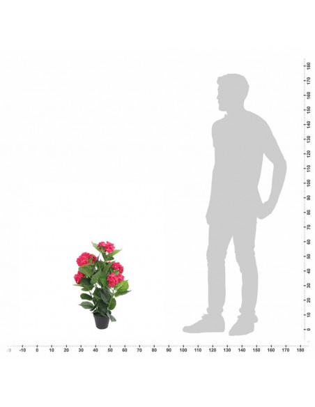 Ortensia Pianta Artificiale con Vaso 60 cm Rossa