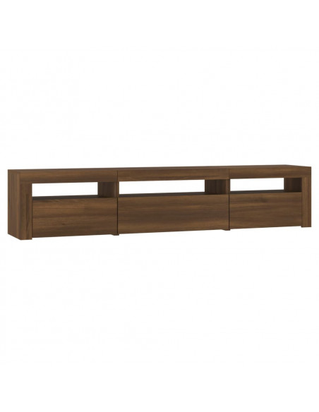 Mobile Porta TV con Luci LED Rovere Marrone 195x35x40 cm