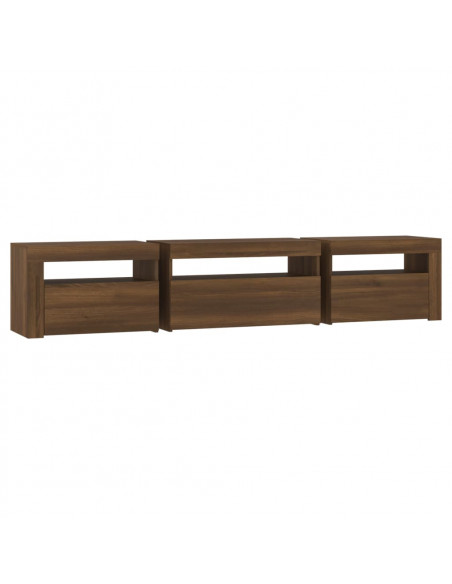 Mobile Porta TV con Luci LED Rovere Marrone 195x35x40 cm