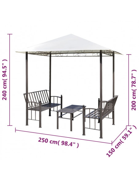 Padiglione da Giardino con Tavolo e Panche 2,5x1,5x2,4 m