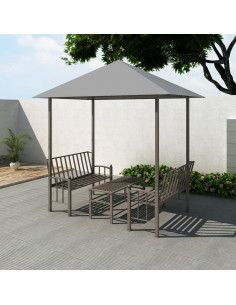 Padiglione Giardino con Tavolo e Panche 2,5x1,5x2,4m Antracite