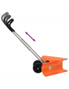 Pala da Neve Doppio Angolo Manico Allungabile Arancione Acciaio