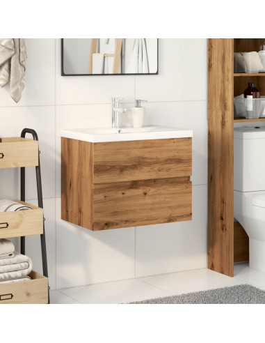 Mobile Bagno Lavabo Integrato Rovere Artigianale 61x39,5x49 cm