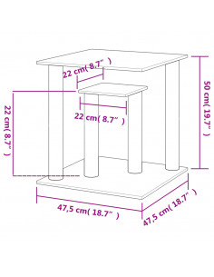 Pali Tiragraffi per Gatti con Piattaforme Grigio Scuro 50 cm