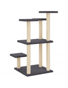 Pali Tiragraffi per Gatti con Piattaforme Grigio Scuro 98,5 cm
