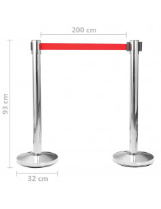 Palletti con Nastro 4 pz per Aeroporto in Acciaio Argento