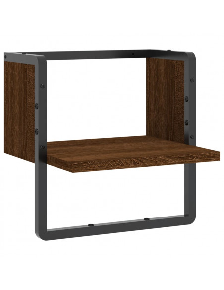 Mensola a Parete con Asta Rovere Marrone 30x25x30 cm