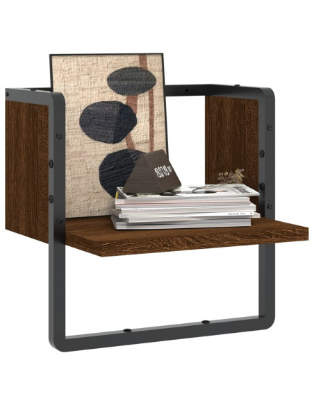 Mensola a Parete con Asta Rovere Marrone 30x25x30 cm