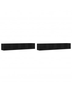 Mobili Parete 2 pz Neri 99x18x16,5 cm in Legno Multistrato 2