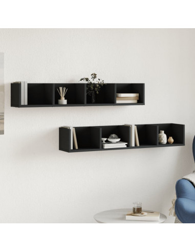 Mobili Parete 2 pz Neri 99x18x16,5 cm in Legno Multistrato