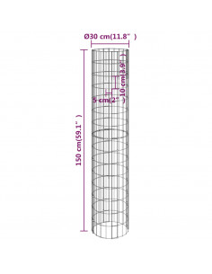 Palo Gabbione Circolare in Acciaio Zincato Ø30x150 cm