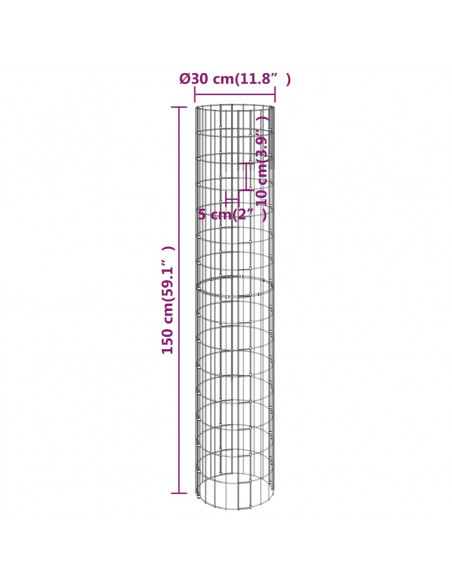 Palo Gabbione Circolare in Acciaio Zincato Ø30x150 cm