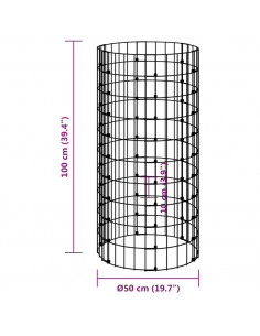 Palo Gabbione Circolare in Acciaio Zincato Ø50x100 cm