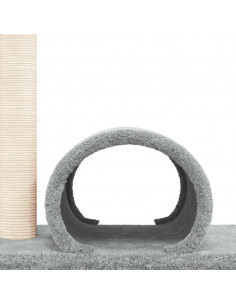 Palo Tiragraffi per Gatti con Tunnel Grigio Chiaro 60x34,5x50cm