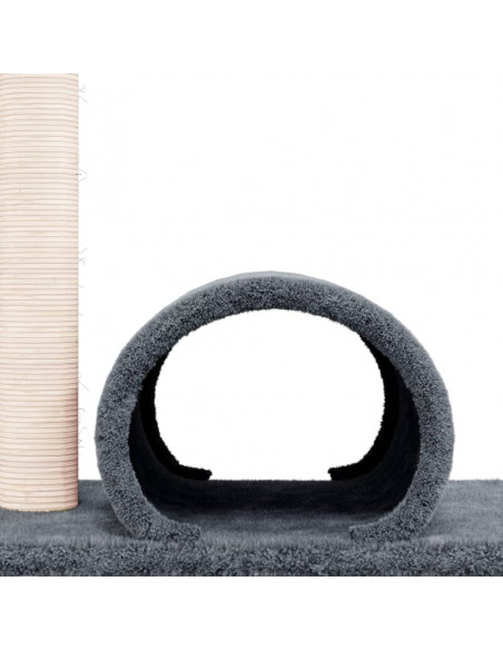 Palo Tiragraffi per Gatti con Tunnel Grigio Scuro 60x34,5x50cm