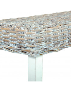 Panca 160 cm Bianca in Rattan Naturale Kubu e Massello di Mango