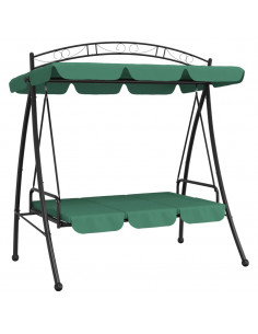 Panca a Dondolo con Baldacchino Verde 198 cm Tessuto e Acciaio