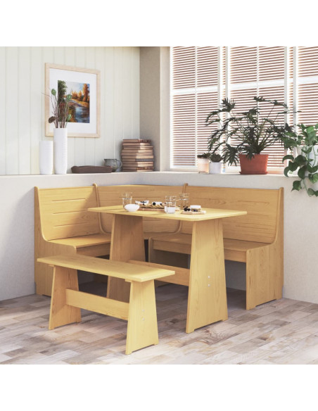 Panca Angolare REINE 151 cm in Legno di Pino Marrone Miele