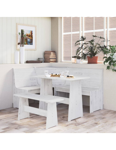 Panca Angolare REINE 151 cm in Pino Massello Bianco
