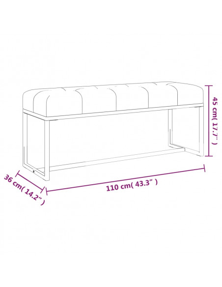 Panca Beige 110x36x45 cm in Velluto