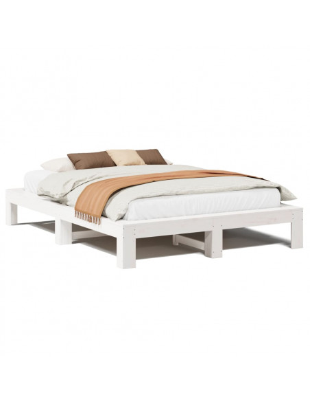 Letto senza Materasso Bianco 150x200 cm Legno Massello di Pino