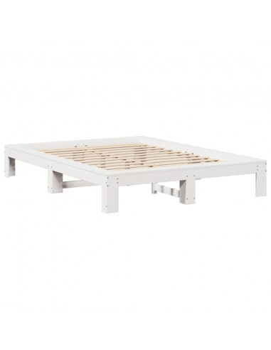 Letto senza Materasso Bianco 150x200 cm Legno Massello di Pino