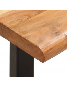 Panca con Bordi Vivi 110 cm in Legno Massello Acacia e Acciaio