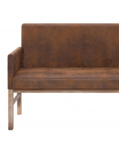 Panca con Braccioli 140 cm Marrone in Similpelle Scamosciata