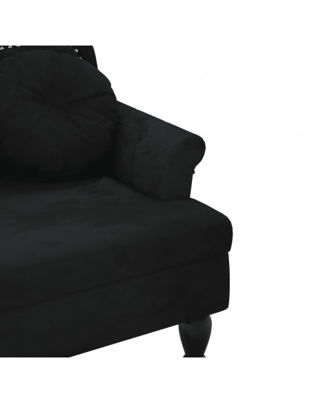 Panca con Cuscini Nera 120,5x65x75 cm in Velluto