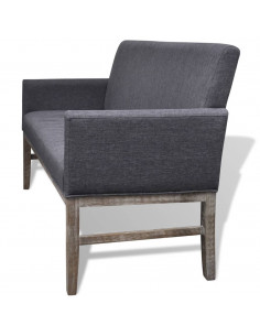 Panca con Cuscino Imbottito Tessuto Legno di Hevea Grigio Scuro