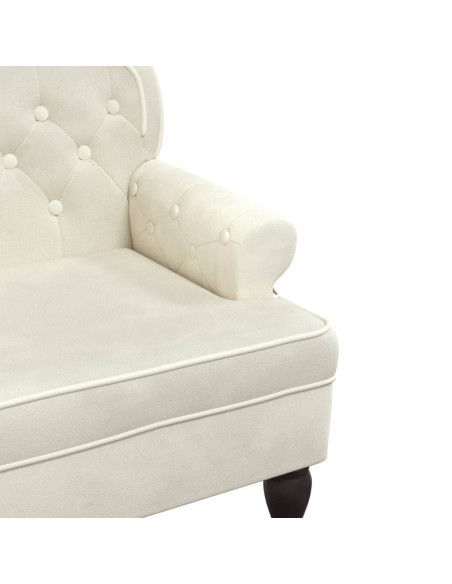 Panca con Schienale Crema 119,5x64,5x75 cm in Velluto