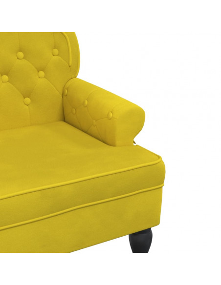 Panca con Schienale Gialla 119,5x64,5x75 cm in Velluto