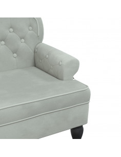 Panca con Schienale Grigio Chiaro 112x65,5x75 cm in Velluto