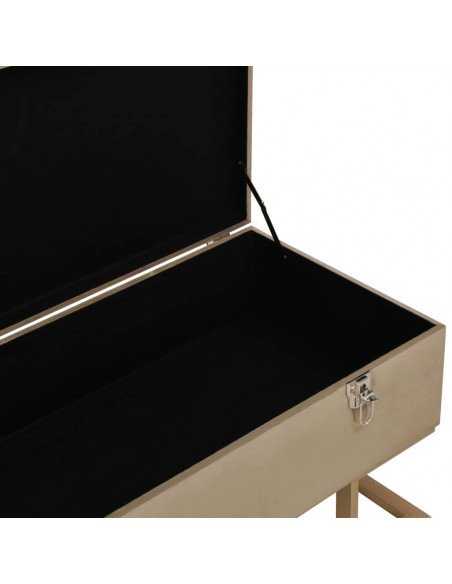 Panca con Vano Portaoggetti 105 cm Beige in Velluto