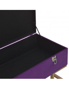 Panca con Vano Portaoggetti 105 cm Viola in Velluto