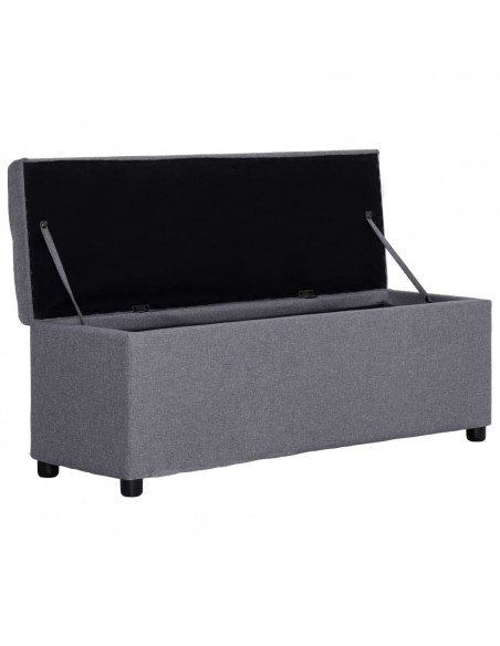 Panca con Vano Portaoggetti 116 cm Grigio Chiaro in Poliestere